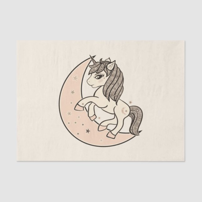 Peachy Blush Pink Celestial Moon Baby Shower Tissue Paper (Front)