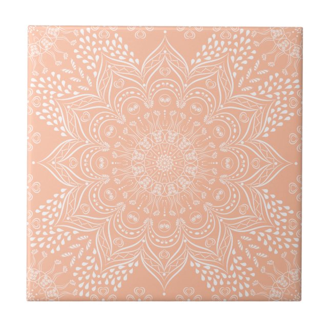 Peachy Boho Mandala Tile (Front)