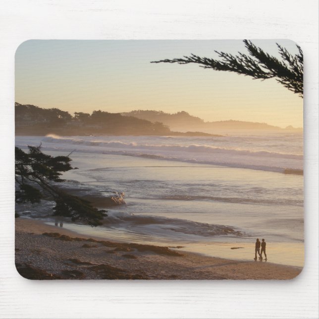Peachy Carmel Beach Sunset Mouse Mat (Front)