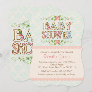 Peachy Chic, Country Baby Shower Invitation