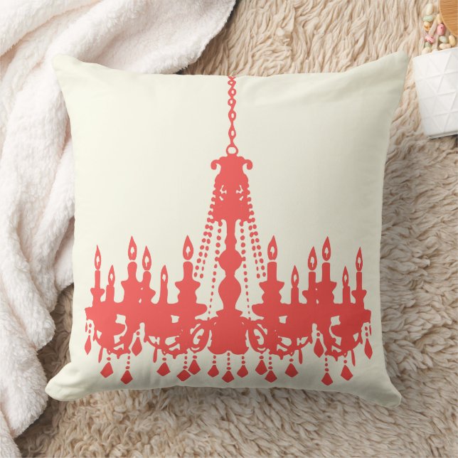 Peachy Coral Chandelier  Designer Pillow (Blanket)