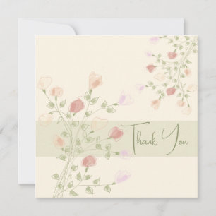 Peachy Cream And Pink Thank You Card