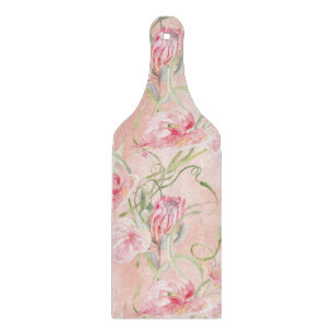 Peachy Elegance: Blooming Pink Peace Lilies  Cutting Board
