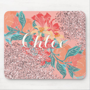 Peachy Fine Shines with Rose Gold Glitter Mouse Mat