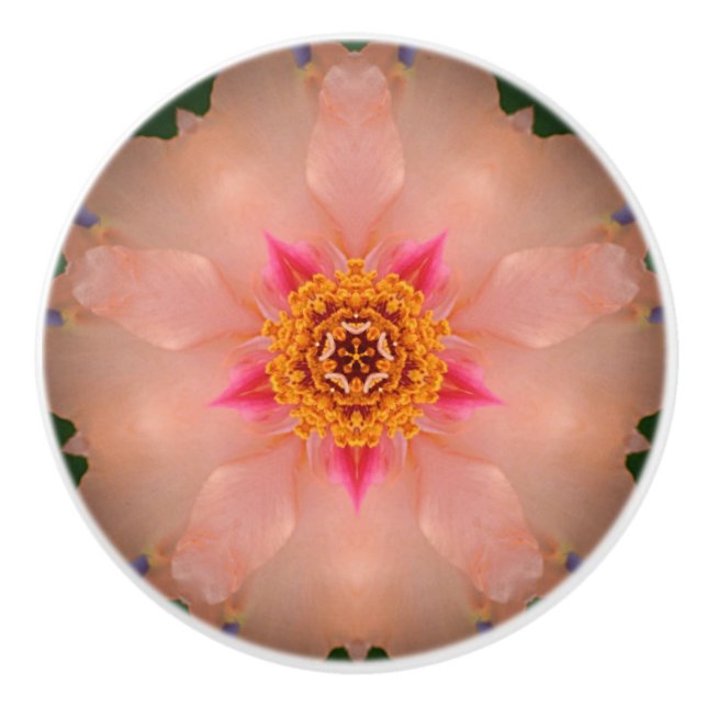 Peachy Floral Ceramic Knob (Front)