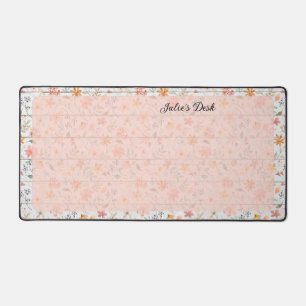 Peachy Floral Design - Personalised desk mat 