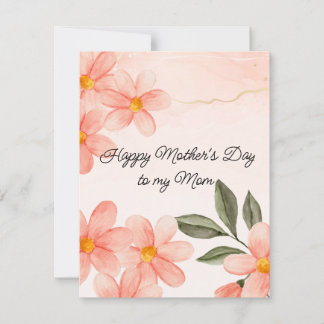 Peachy Flowres Mother's Day  Holiday Card