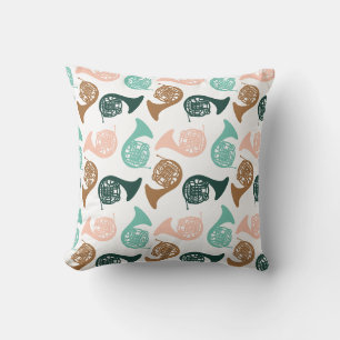 Peachy Green French Horn Horn Player Gift Cushion