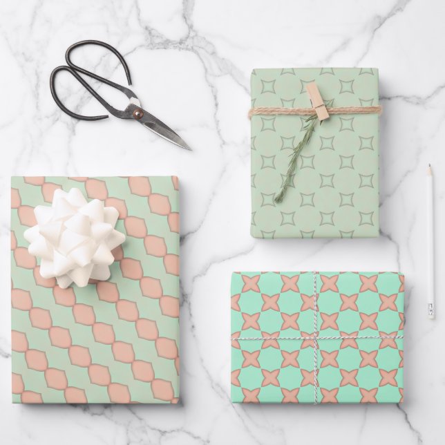 Peachy Harmony Wrapping Paper Flat Sheet Set (Front)