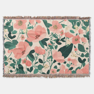 Peachy-Keen Flower Pattern Throw Blanket