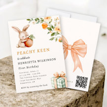 Peachy Keen Watercolor Bunny First Birthday