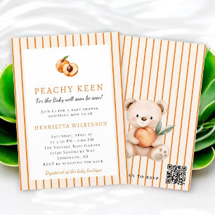 Peachy Keen Watercolor Peach Baby Shower Invitatio Invitation