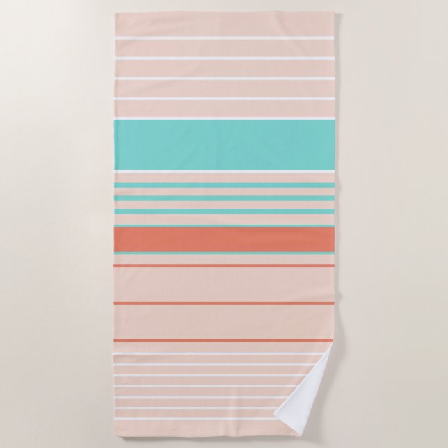 Peachy Keen With A Touch Of Green Beach Towel (Front)