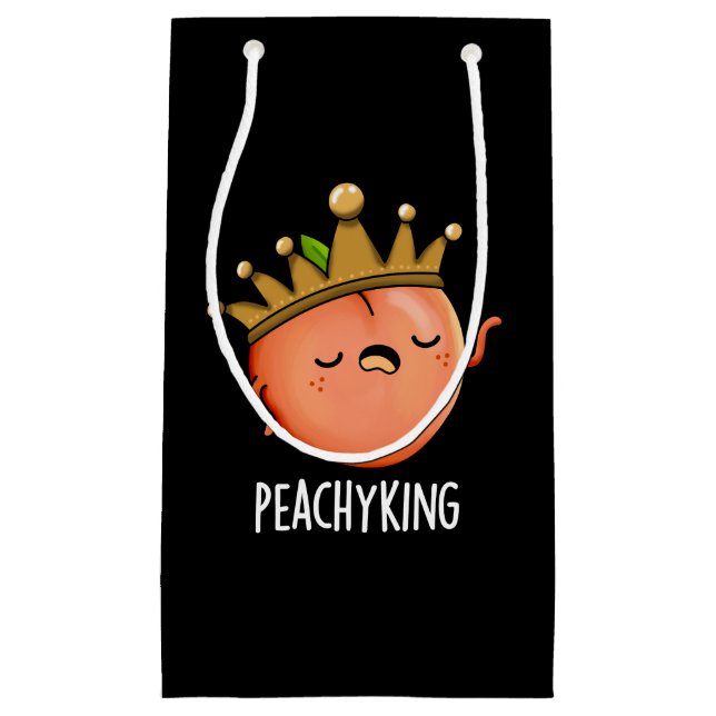 Peachy King Funny Peach Pun Dark BG Small Gift Bag (Front)