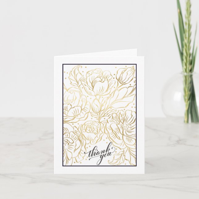 Peachy Knock Out Gold Tall Folded Thank You Card (Front)