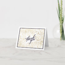 Peachy Knock Out Roses Gold Folded Thank You Card