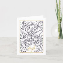 Peachy Knock Out Roses Tall Folded Thank You Card