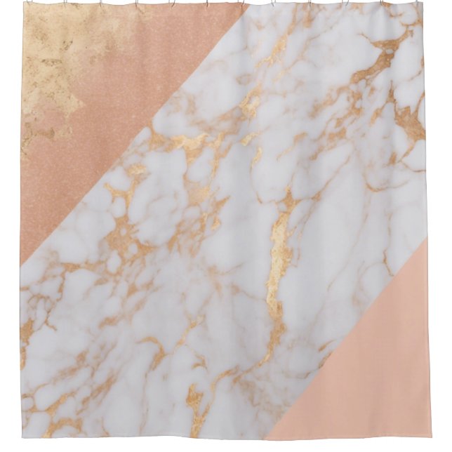 Peachy Marble Elegance Shower Curtain (Front)