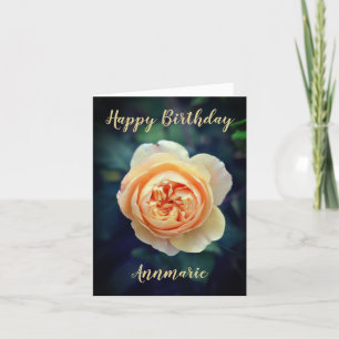 Peachy Orange Garden Rose Flower Happy Birthday Announcement