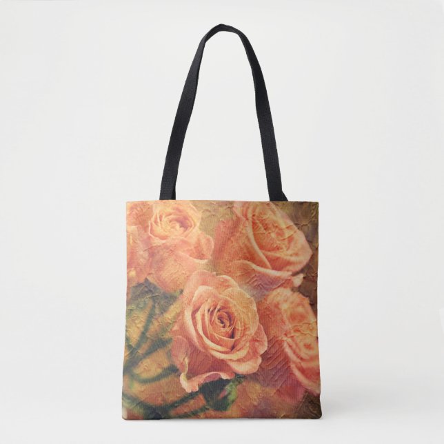 Peachy Orange Rose Art Tote Bag (Front)