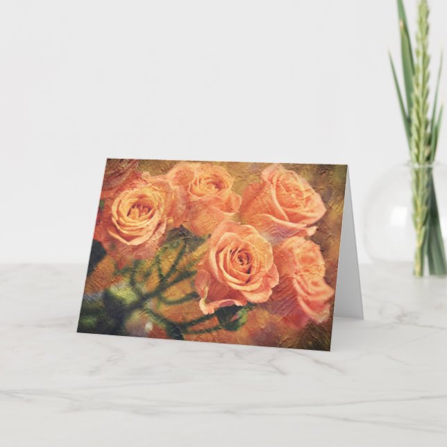 Peachy Orange Roses Scripture Card Psalm 33:1 (Front)