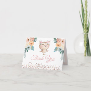Peachy Owl Thank You Card