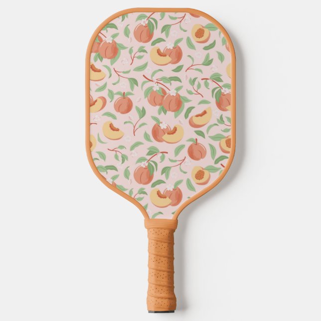 Peachy Peach Floral Pickleball Paddle (Front)