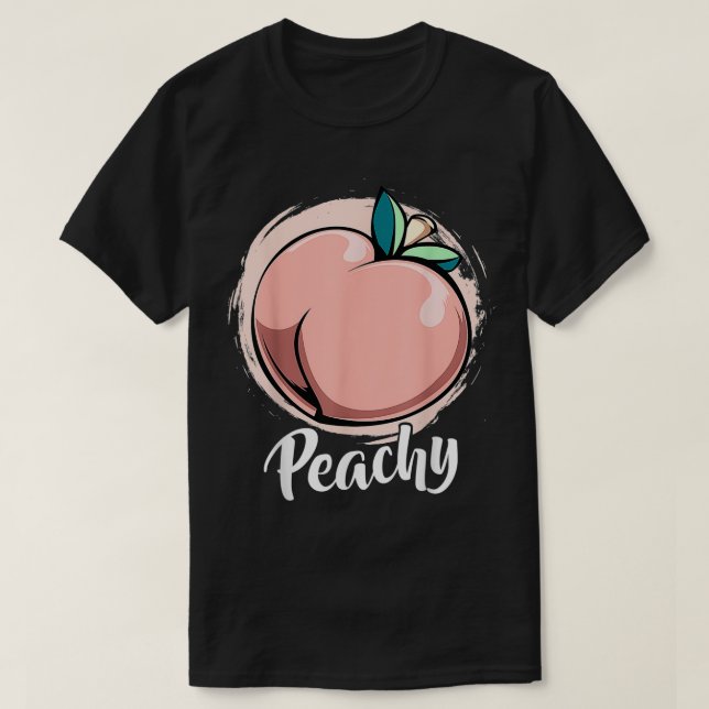 Peachy  Peach Peaches Summer Fruit Retro Hippie Fe T-Shirt (Design Front)
