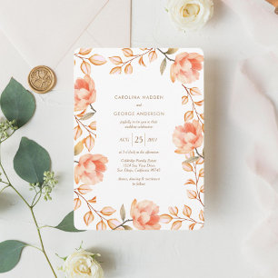 Peachy Peonies Wedding Invitation