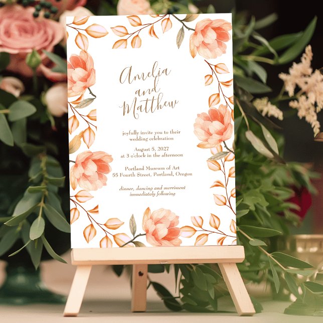 Peachy Peonies Wedding Invitation (Creator Uploaded)