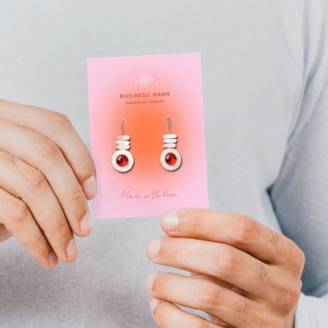 Peachy Pink Aura Modern Earrings Display Card (Creator Uploaded)