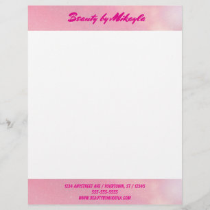 Peachy Pink Beauty Stylist Aesthetician Custom Letterhead