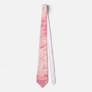 Peachy Pink Camo Silky Mens' Neck Tie