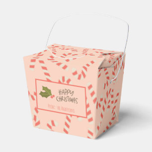 Peachy Pink Christmas Candy Canes Favour Box