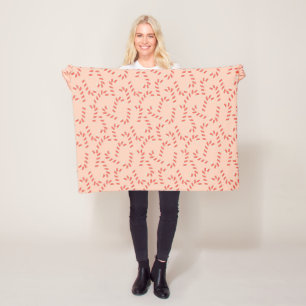 Peachy Pink Christmas Candy Canes Fleece Blanket