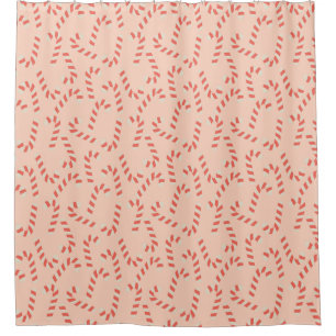 Peachy Pink Christmas Candy Canes Shower Curtain