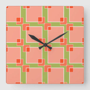 Peachy Pink Colors in Olive Square Wall Clock