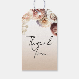 Peachy Pink Creamy White Flowers Floral Wedding Gift Tags