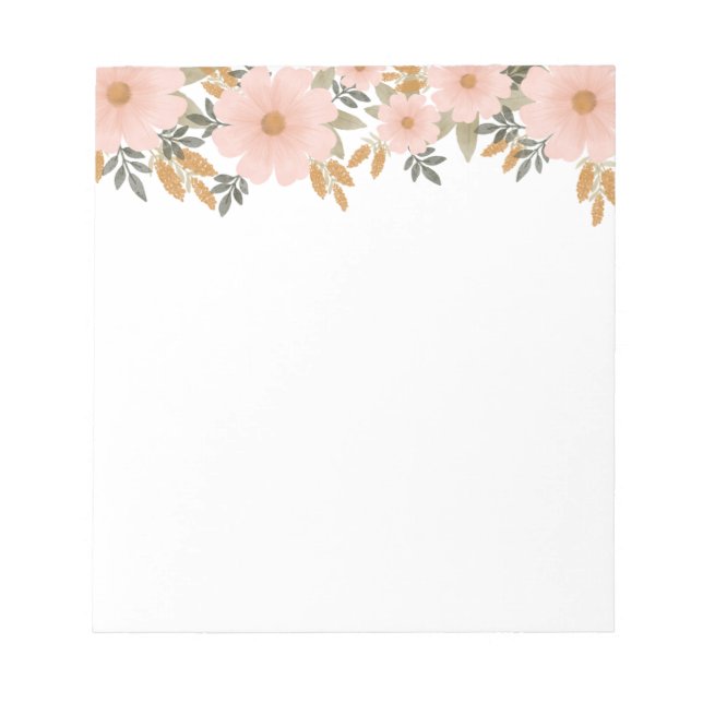 Peachy Pink Fall Floral Notepad (Front)