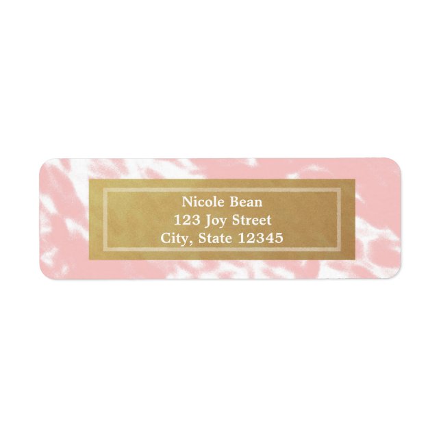 Peachy Pink & Faux Gold Chic Modern Address Labels (Front)