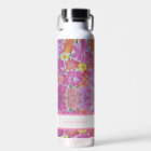 Peachy Pink Floral Custom Water Bottle
