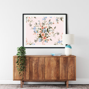 Peachy Pink Flower Bouquet Print Canvas Print