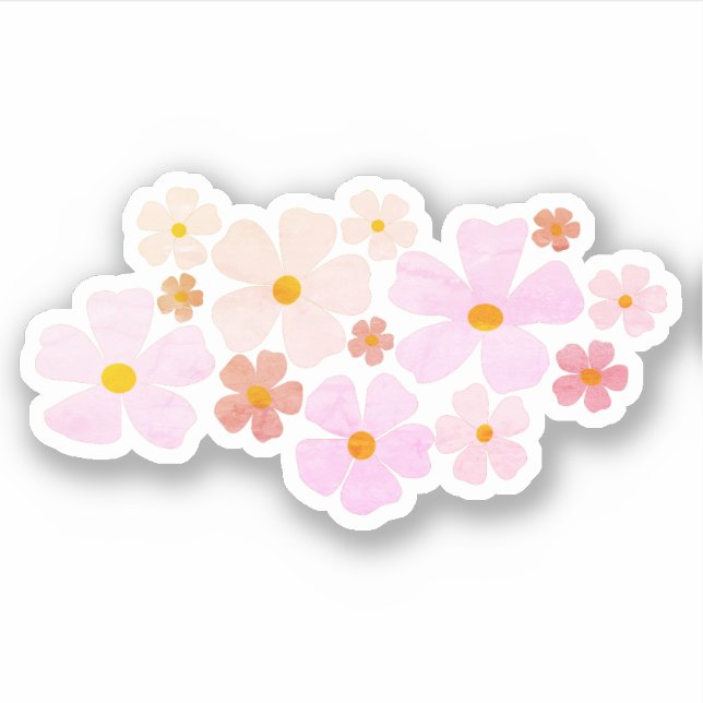 Peachy Pink Flowers Graphic with Watercolor Effect (Front)