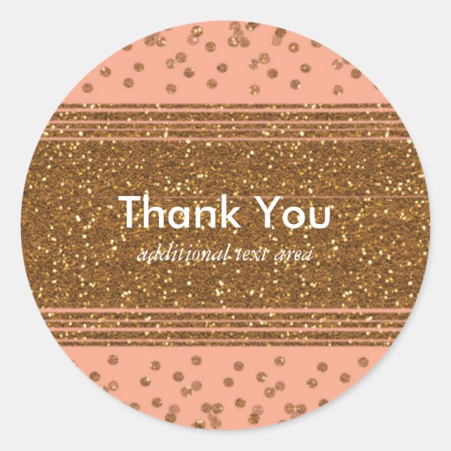 Peachy Pink & Gold Confetti Dots Party Stickers (Front)