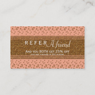 Peachy Pink & Gold Confetti Referral Client Card