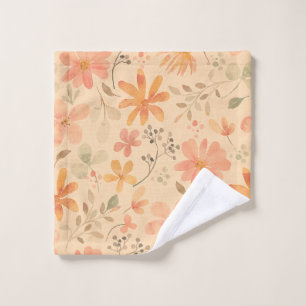 Peachy--pink golden floral pattern wash cloth