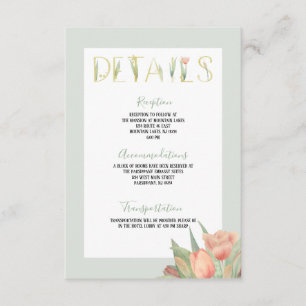 Peachy Pink & Mint Spring Tulips Enclosure Card