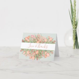 Peachy Pink & Mint Spring Tulips Thank You Card