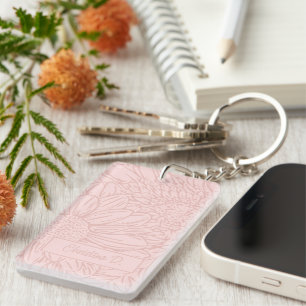 Peachy Pink on Pink Chrysanthemums with Photo Key Ring