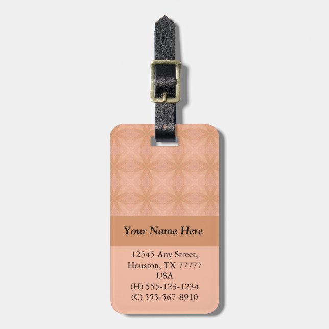 Peachy Pink Pattern Luggage Tag (Front Vertical)
